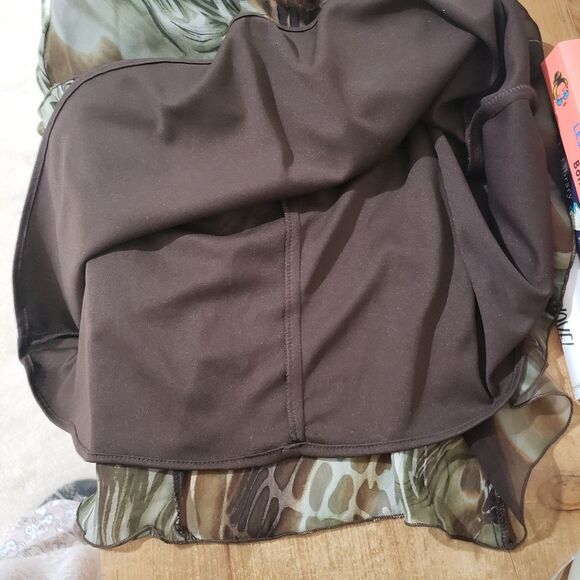 Frank Lyman Size 8 Medium Green Brown Silk Sleeveless Halter Dress - Picture 11 of 11